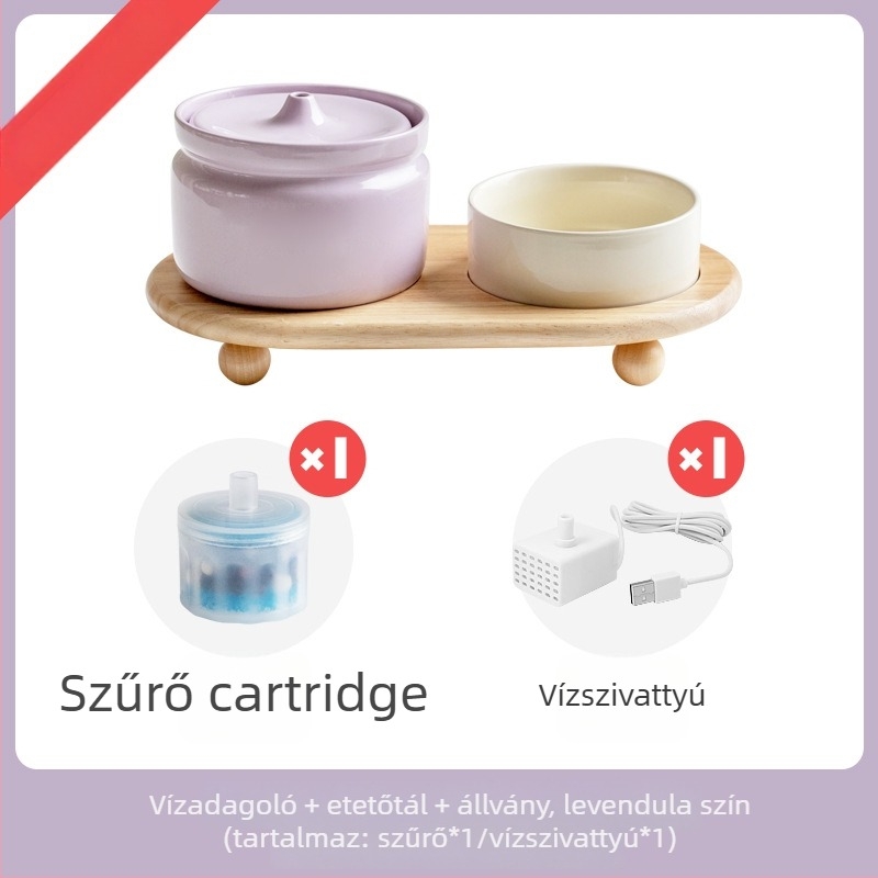 Kerámiás macska vízdispenser automata szűrővel, Star ceramics márka, kiegészítők háziállatok számára