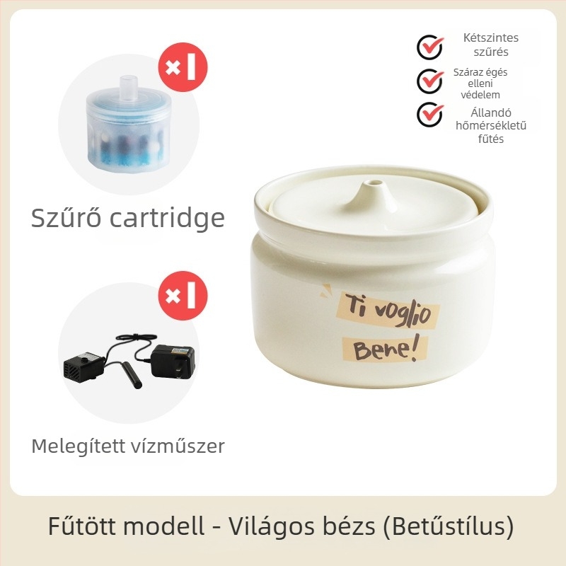 Kerámiás macska vízdispenser automata szűrővel, Star ceramics márka, kiegészítők háziállatok számára