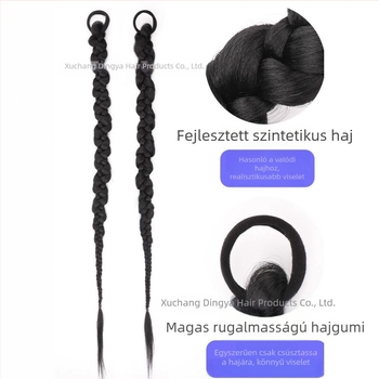Hajpóka hosszú csavart copfokkal, dupla konty, természetes megjelenés, hőálló szálak, modell PY09