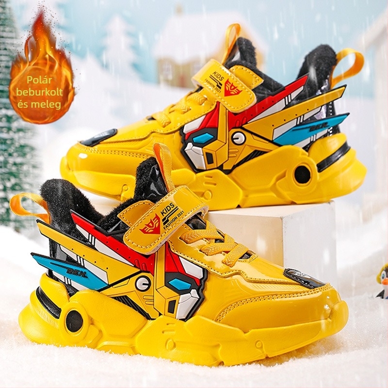 Fiúknak szóló dad shoes stílusú sneaker - PU+háló felsőrész, EVA talp, Velcro zárás, egész éves használat, 7–16 éveseknek