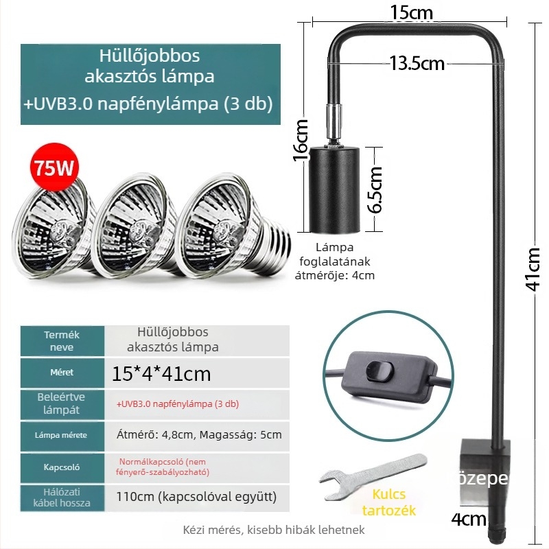 Hüllő basking lámpa, test alumíniumötvözet, 25W, kiegészítő világítás, Climbing General