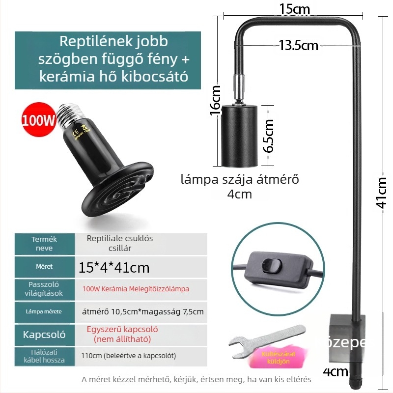 Hüllő basking lámpa, test alumíniumötvözet, 25W, kiegészítő világítás, Climbing General