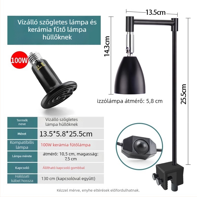 Hüllő basking lámpa, test alumíniumötvözet, 25W, kiegészítő világítás, Climbing General