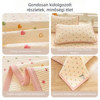 Kétszínű géz ágyneműhuzat, csúszásmentes tatami matracvédő, 3 részes készlet, rajzfilm mintázat, reaktív festés, szintetikus rost
