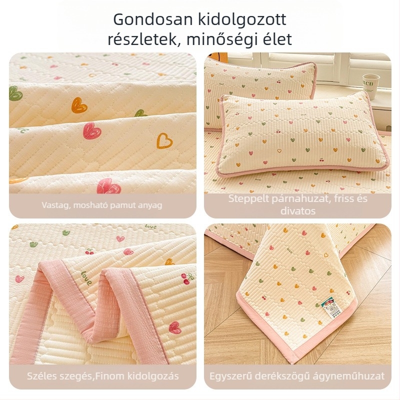 Kétszínű géz ágyneműhuzat, csúszásmentes tatami matracvédő, 3 részes készlet, rajzfilm mintázat, reaktív festés, szintetikus rost