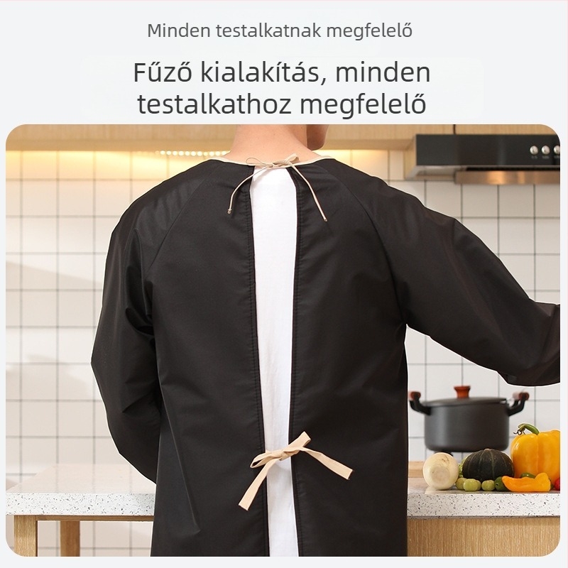 Hosszú ujjú kötény férfiak számára, PVC, vízálló és olajálló, geometriai absztrakt minta, japán stílus