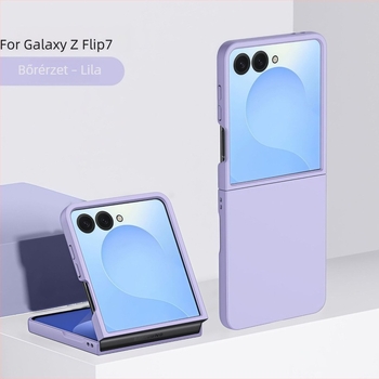 Samsung Galaxy Z Flip7/Flip6 bőrhatású tok, PC anyag, egyszínű védőburkolat