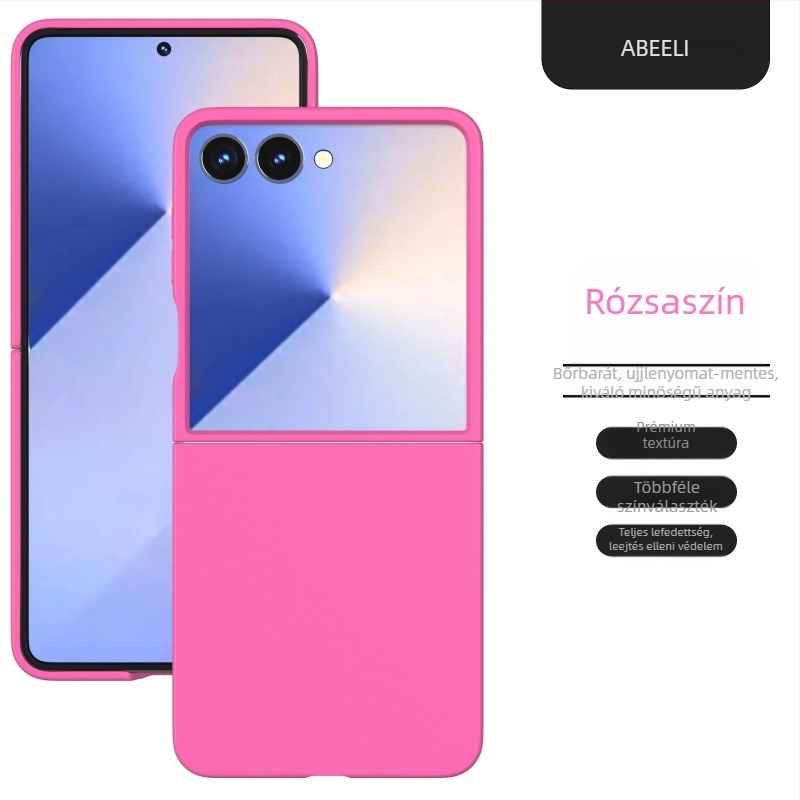 Samsung Galaxy Z Flip7/Flip6 bőrhatású tok, PC anyag, egyszínű védőburkolat