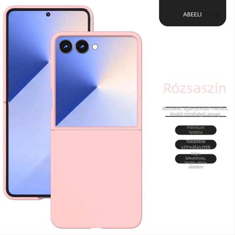 Samsung Galaxy Z Flip7/Flip6 bőrhatású tok, PC anyag, egyszínű védőburkolat