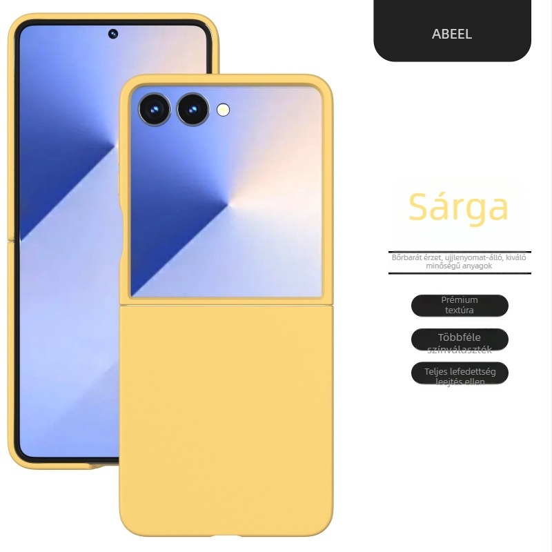 Samsung Galaxy Z Flip7/Flip6 bőrhatású tok, PC anyag, egyszínű védőburkolat