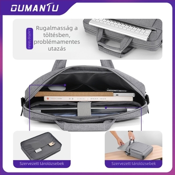 Aumantu laptop táska, Oxford anyag, légáteresztő, vízálló, kopásálló, ütésálló, poliészter bélés, uniszex
