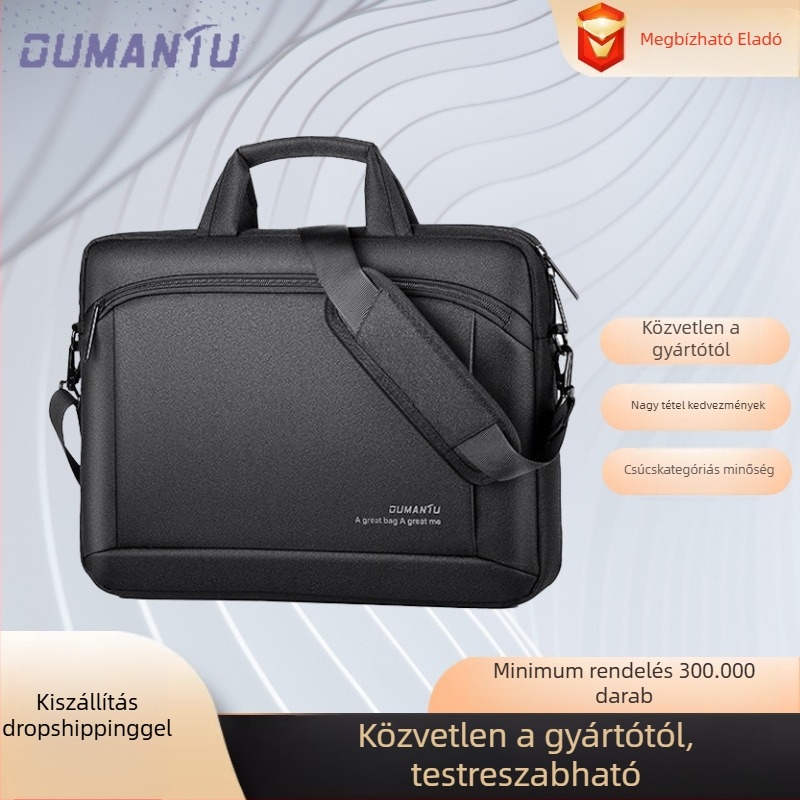 Aumantu laptop táska, Oxford anyag, légáteresztő, vízálló, kopásálló, ütésálló, poliészter bélés, uniszex