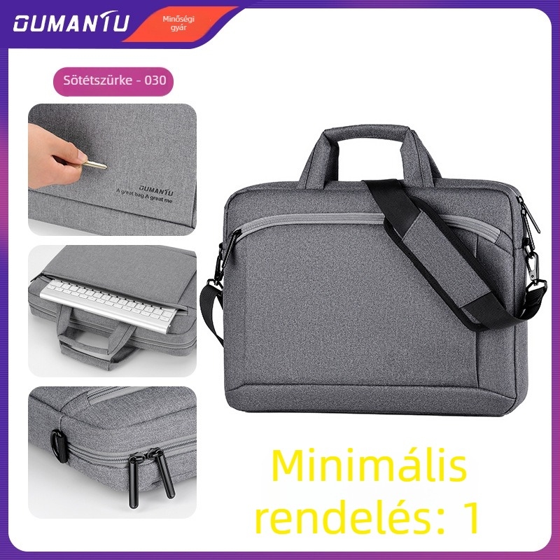 Aumantu laptop táska, Oxford anyag, légáteresztő, vízálló, kopásálló, ütésálló, poliészter bélés, uniszex