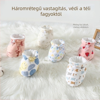 Baba cipők puha talppal, csúszásmentes, vastag téli cipők apró gyerekeknek