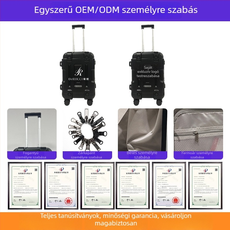 Alumínium vázas kézipoggyász, univerzális kerekek, ABS+PC burkolat, TSA kombinációs zár, nagy kapacitás