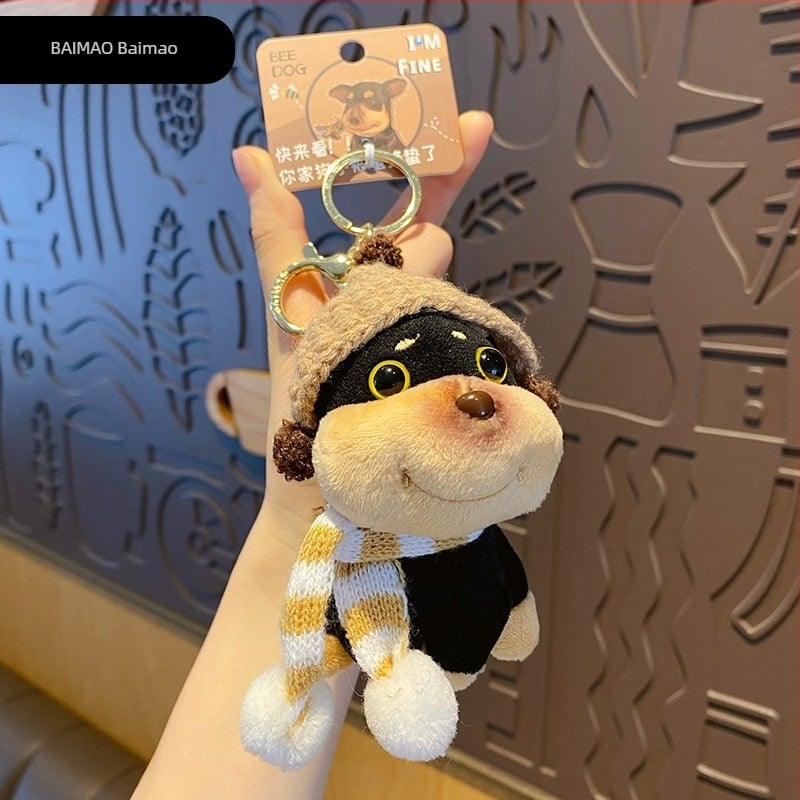 Baimao Eredeti DIY Plüss Bee Puppy Kulcstartó – Aranyos Rajzfilm Medál, Személyre szabható ajándék