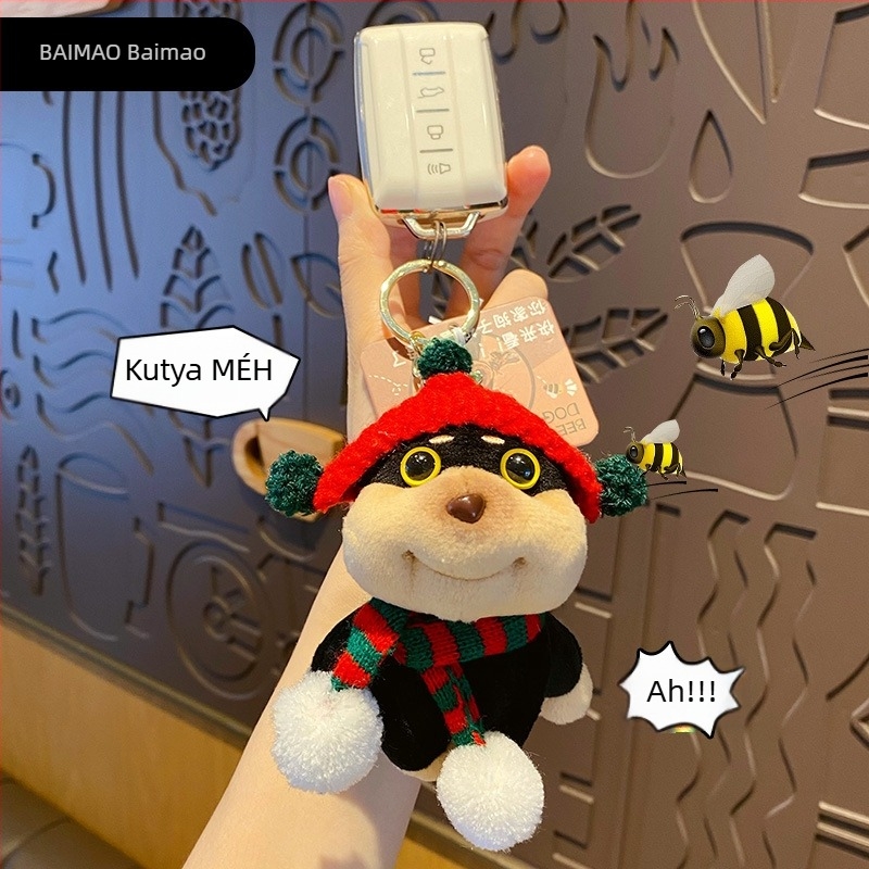 Baimao Eredeti DIY Plüss Bee Puppy Kulcstartó – Aranyos Rajzfilm Medál, Személyre szabható ajándék