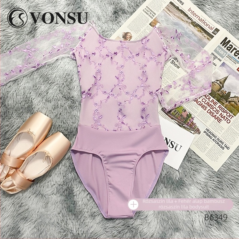 Felnőtt női balett-gimnasztikai body – pamut-elasztán anyag, nylon bélés