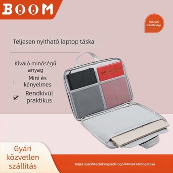 180°-os teljesen nyitható laptop táska, hordozható 14–15 hüvelykes notebookhoz, könnyű, városi minimalist stílusban