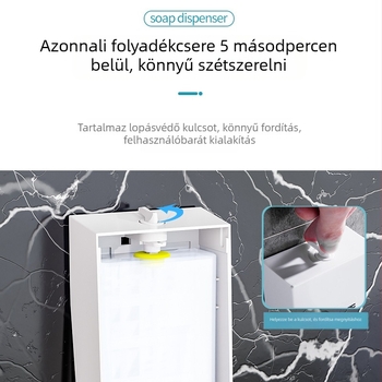 Szappanadagoló, falra szerelhető, kézi nyomású, ABS, modell 2290, Wing Home
