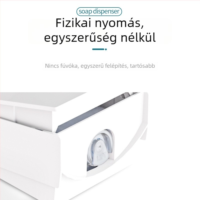 Szappanadagoló, falra szerelhető, kézi nyomású, ABS, modell 2290, Wing Home