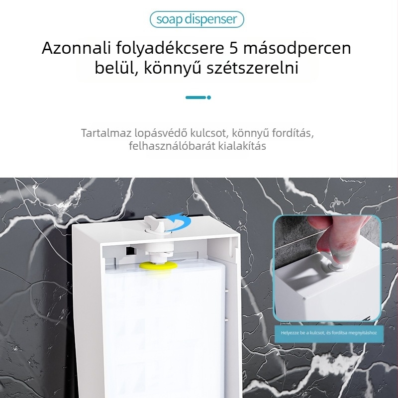 Szappanadagoló, falra szerelhető, kézi nyomású, ABS, modell 2290, Wing Home