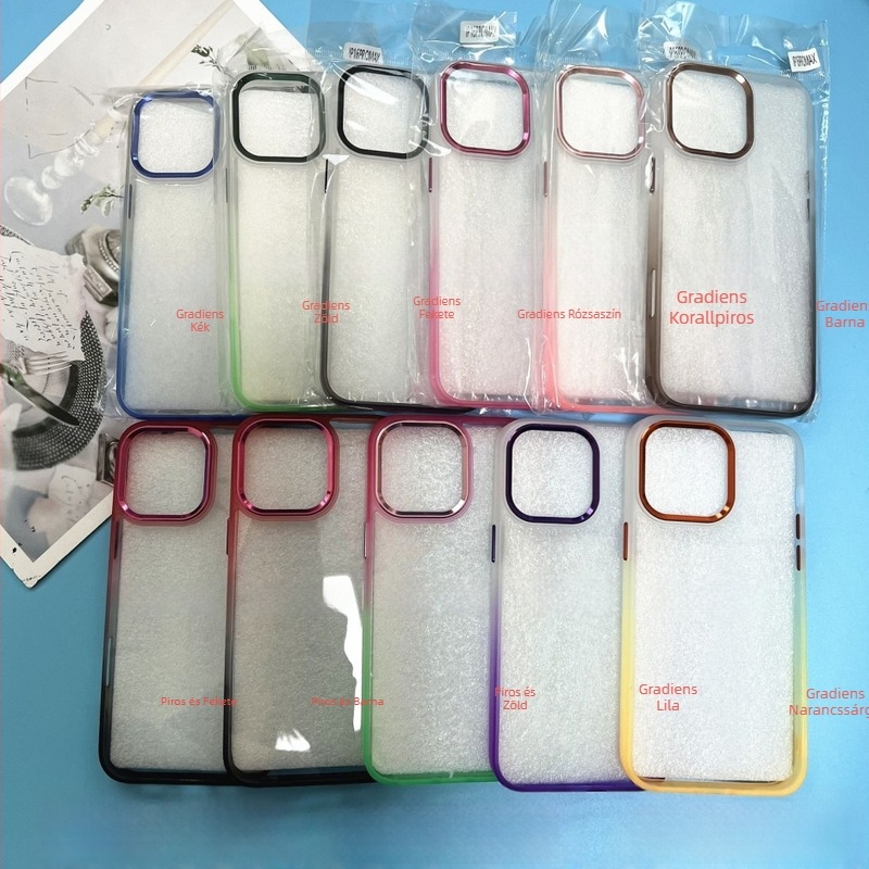 DIY bevágásokkal készült Gold Shield tok iPhone 17 Pro Maxhoz, gradient piros fémkerettel