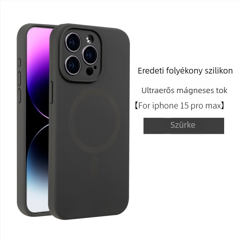 iPhone 16PNAX folyékony szilikonból készült teljes lefedettségű mágneses tok a kameraobjektív védelmére