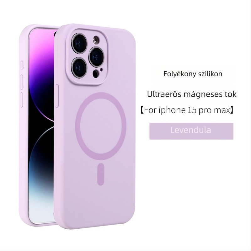 iPhone 16PNAX folyékony szilikonból készült teljes lefedettségű mágneses tok a kameraobjektív védelmére