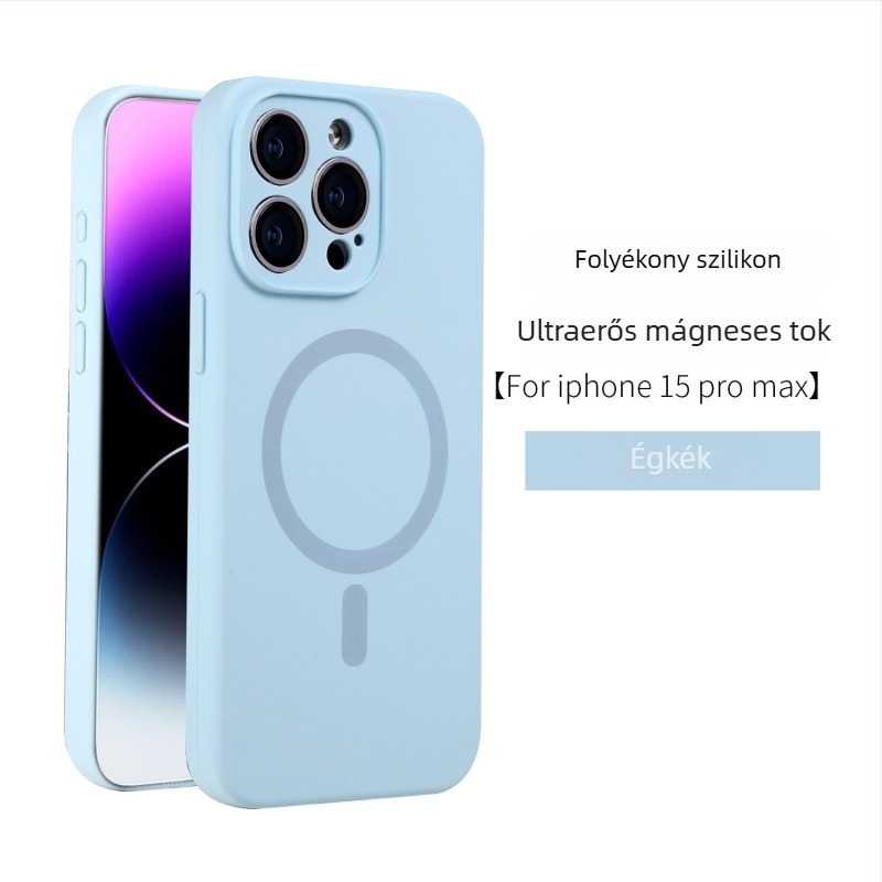 iPhone 16PNAX folyékony szilikonból készült teljes lefedettségű mágneses tok a kameraobjektív védelmére