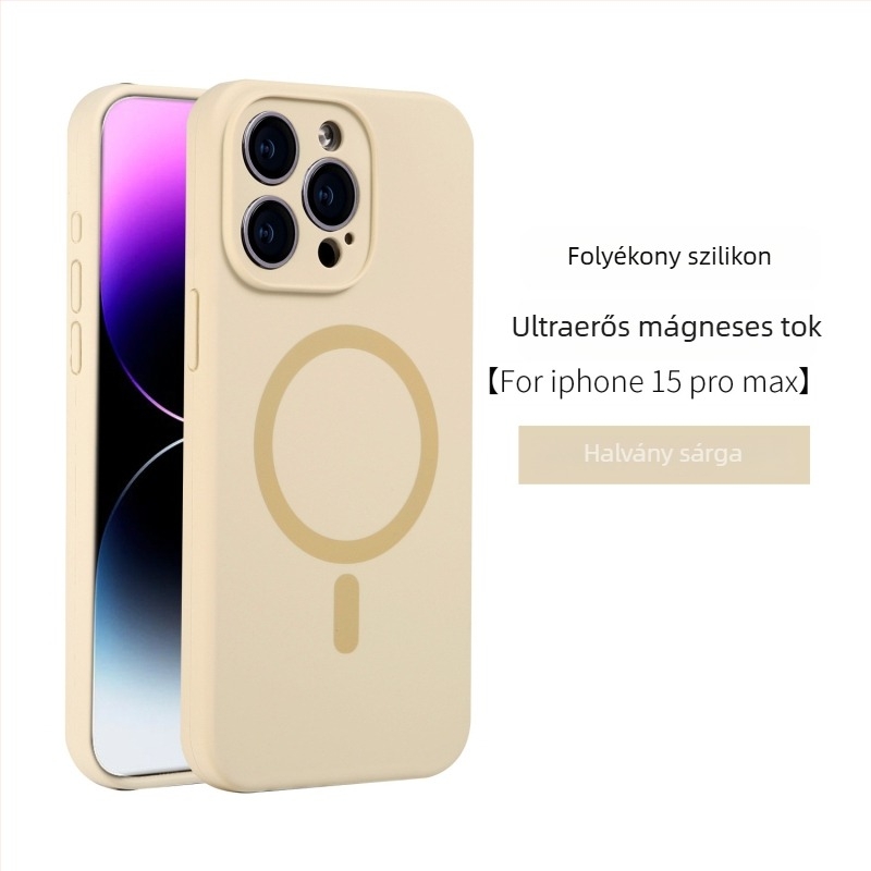 iPhone 16PNAX folyékony szilikonból készült teljes lefedettségű mágneses tok a kameraobjektív védelmére