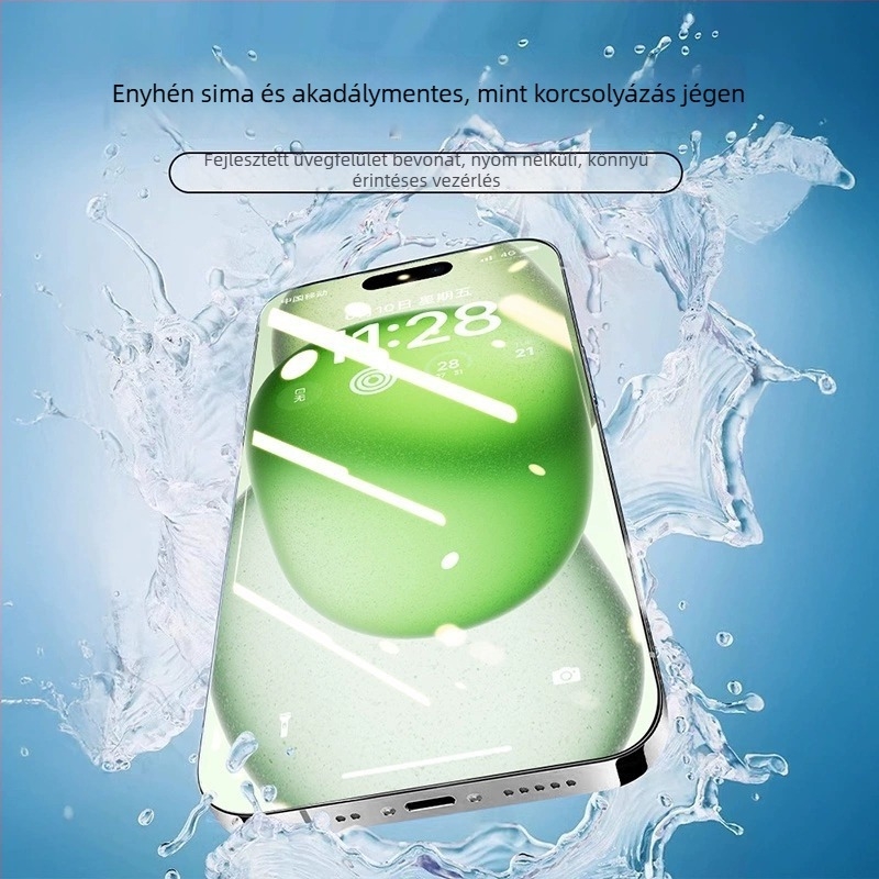 Tempered üveg kijelzővédő AR szemvédővel, előre fólia, HD minőség, kompatibilis iPhone 15 Pro Max, 16 Pro és 14 Plus modellekkel