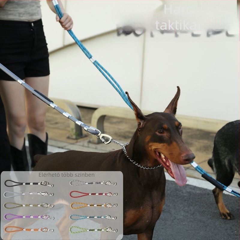 Kutyapóráz, duplaszálú nylon, imitációs nylon anyag, fémcsattal, Banoohawk márka