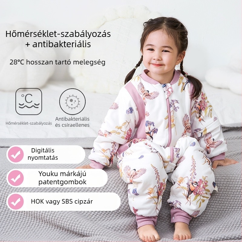 Pamut gyerekeknek szóló osztott lábú alvássapka ősz–télre, vastag, antibakteriális, csecsemőknek és kisgyermekeknek