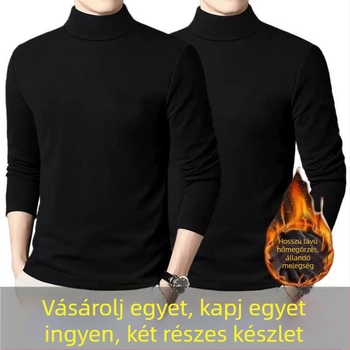 Férfiaknak készült melegítő alapréteg felső, fleece-béléssel, hosszú ujjú, kerek nyakú, laza szabás, poliészter-keverék