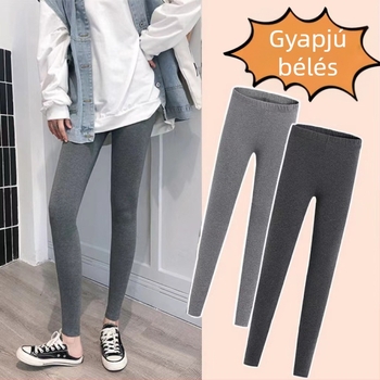 Női leggings tavasz- és őszre, rugalmas, szorosan illeszkedő, külső viseletre alkalmas, 9/10 hossz, meleg, egyszínű, poliészter, nagy méret