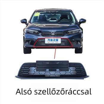 Honda Civic 11. generációs radiátorrács hexagonális mintával, fémből, kompatibilis MT-vel, gyári illesztés