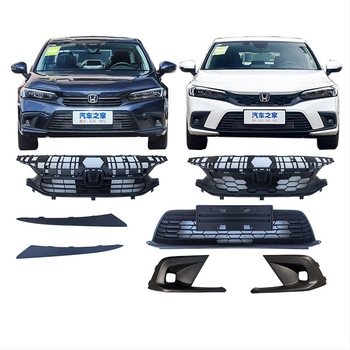 Honda Civic 11. generációs radiátorrács hexagonális mintával, fémből, kompatibilis MT-vel, gyári illesztés