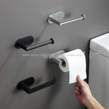 Rozsdamentes acél WC papírtartó, kerek formájú, fényes felülettel, modern minimalista stílus, fürdőszobához