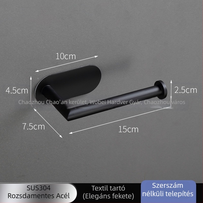 Rozsdamentes acél WC papírtartó, kerek formájú, fényes felülettel, modern minimalista stílus, fürdőszobához