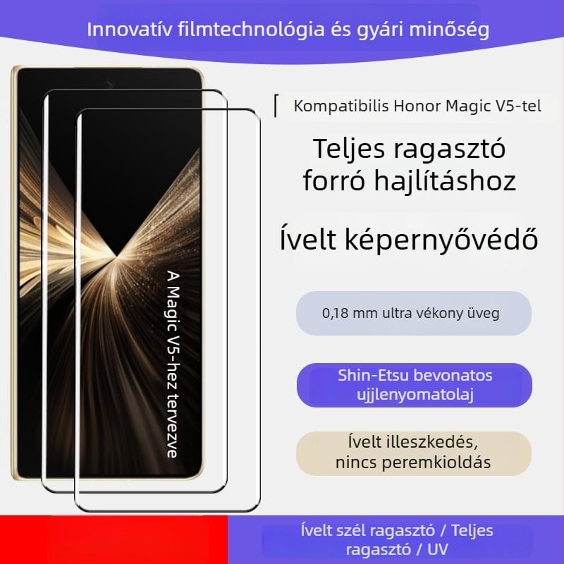 Honor Magic V5 és V3-höz készült edzett üveg előlapos kijelzővédő, HD, képernyővédelmi magánélet-védelem, ujjlenyomat-elleni, ütésálló, automatikus javítás