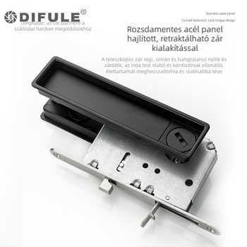 Csúszó ajtó zár szekrényekhez és faajtókhoz, cinkötvözet, modell Dfl-075a / Dfl-076a, Difule, modern minimalista stílus