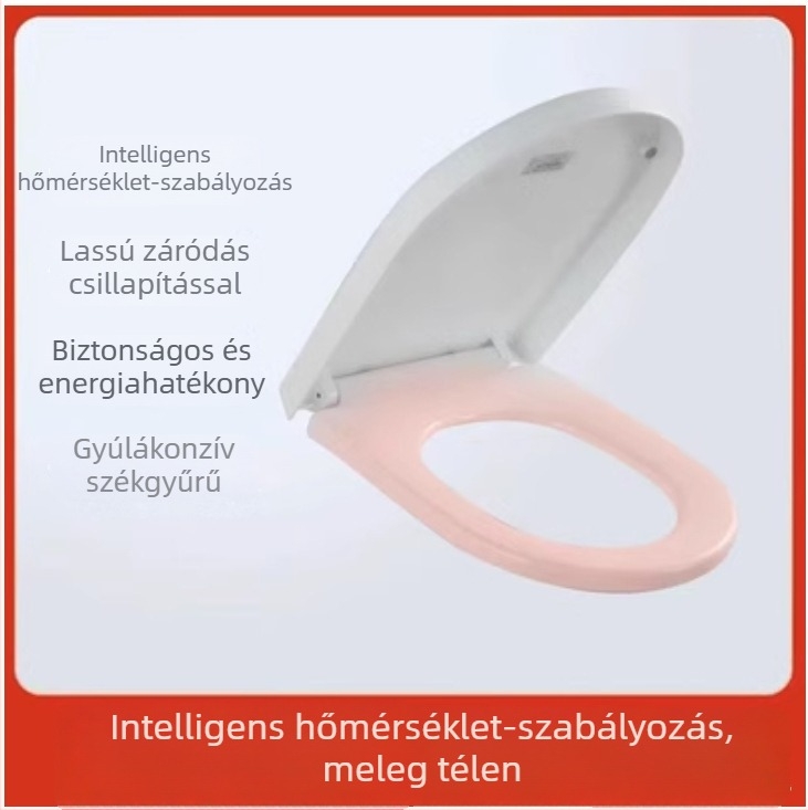WC-ülőke termosztátos fűtéssel, klasszikus nagy U alak, elektromos fűtés állandó hőmérséklettel, PP anyag, állítható furatköz 12–17 cm