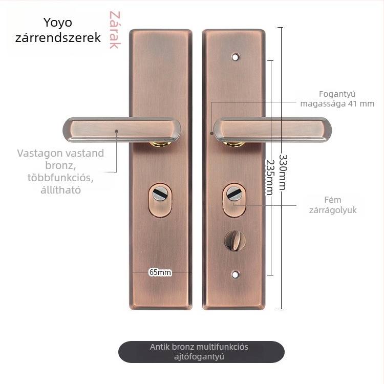 Zárszerkezetes ajtófogantyú, modell 1001, anyag: vas, cél: biztonsági ajtók, stílus: modern és minimalist