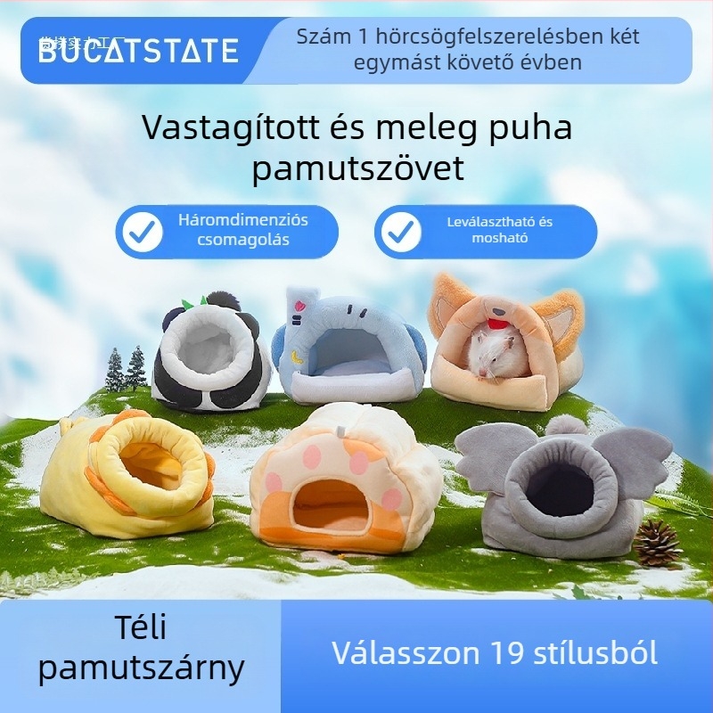 Háziállatok téli melegedőfészek — anyag: selyem virág; téli menedék kisméretű állatoknak