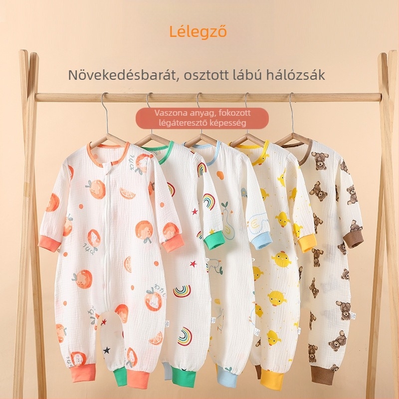 Baba hálózsák különálló lábakkal, tavasz–nyár–ősz, 100% pamut géz anyag, légkondicionált szobákhoz