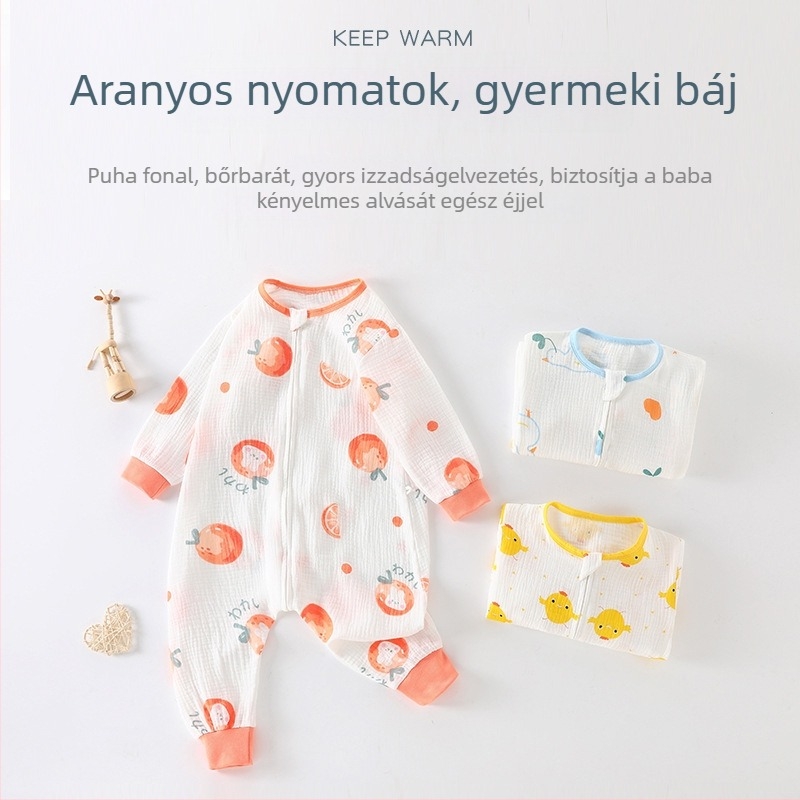 Baba hálózsák különálló lábakkal, tavasz–nyár–ősz, 100% pamut géz anyag, légkondicionált szobákhoz