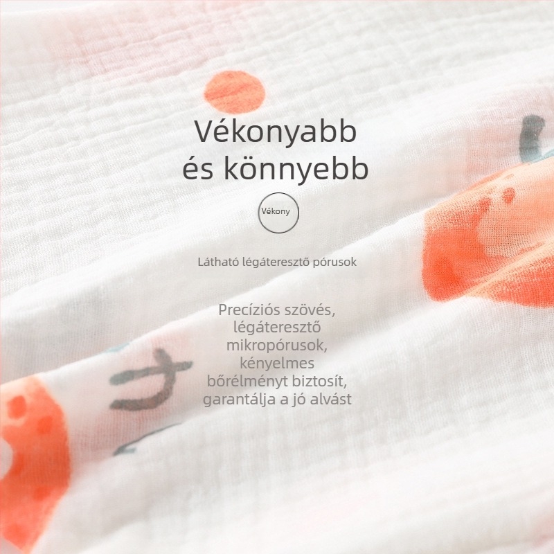 Baba hálózsák különálló lábakkal, tavasz–nyár–ősz, 100% pamut géz anyag, légkondicionált szobákhoz