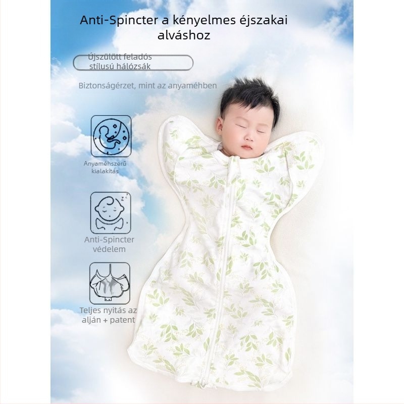 Légáteresztő nyári bébi alvózsák, könnyű, 100% pamut, üreges pamut töltet, hosszú ujjak, minden évszakra