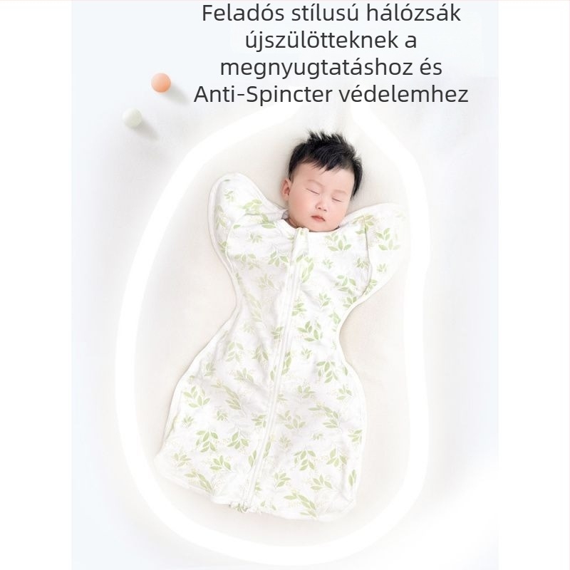 Légáteresztő nyári bébi alvózsák, könnyű, 100% pamut, üreges pamut töltet, hosszú ujjak, minden évszakra